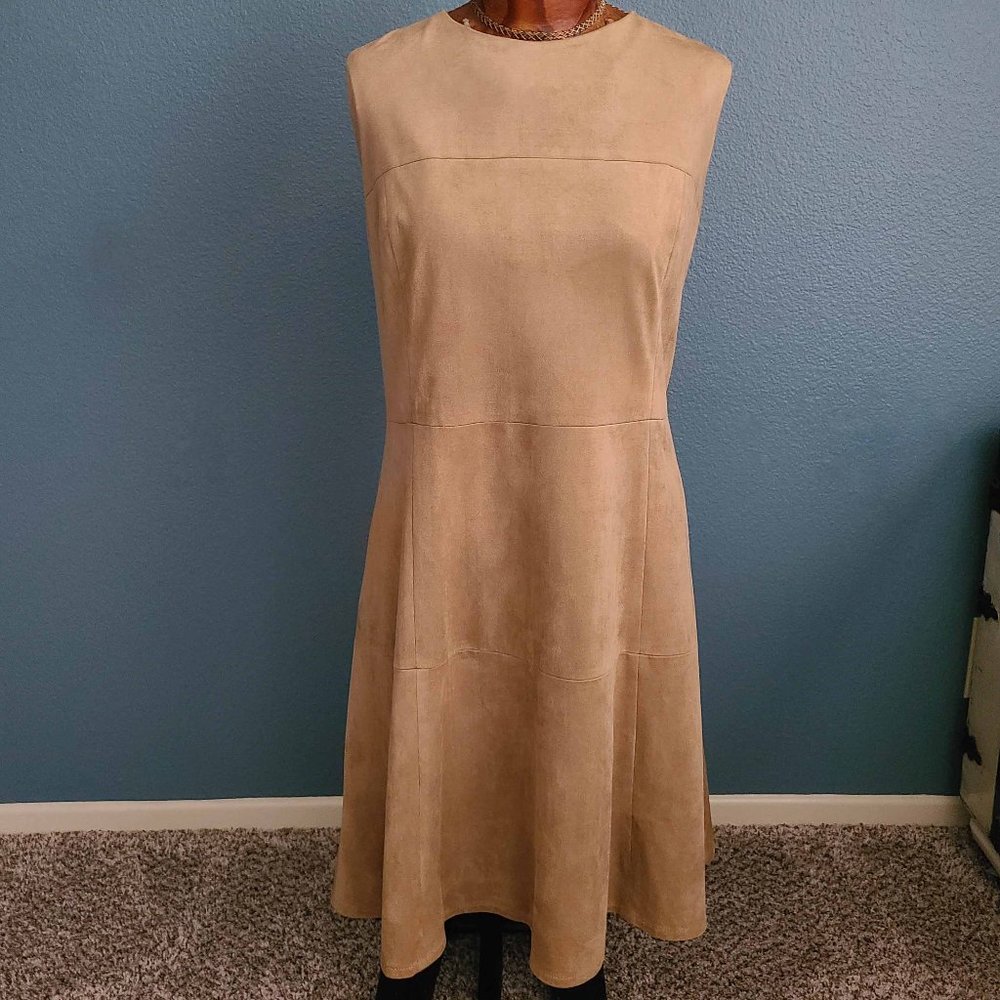 ALFANI ~ Fit & Flare Faux Suede Dress ~ 18 - Picture 2 of 12